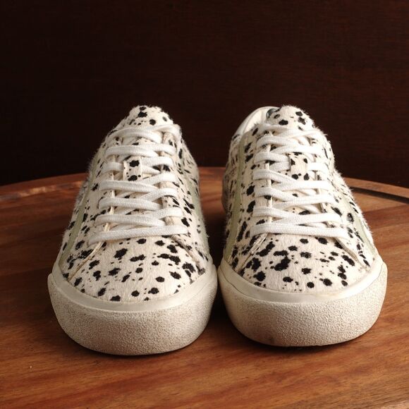 Madewell Sneakers Womens SZ 8.5 BLK White Sidewalk Low Calf Hair Splatter Shoes - Picture 3 of 12